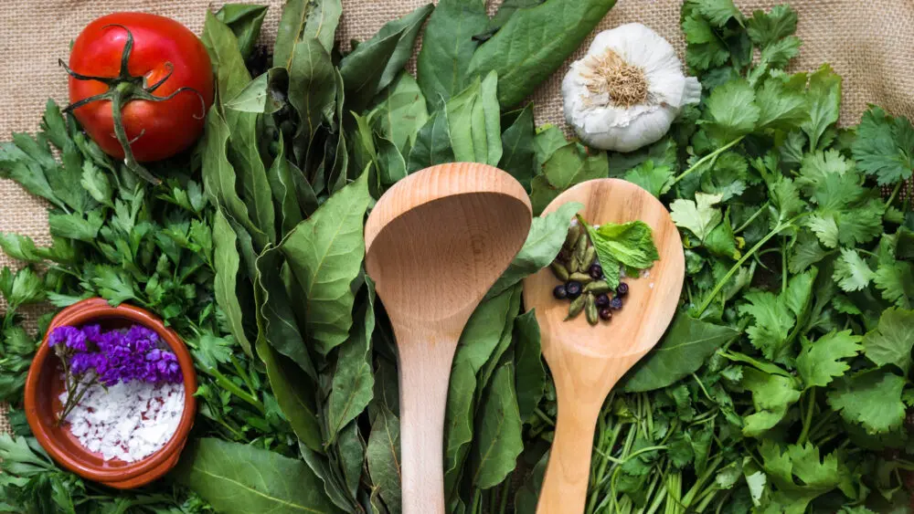 imagem com legumes e verduras